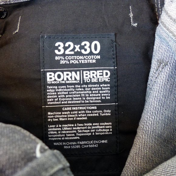 Express Jeans Mens 32X30 Gray Blake Loose Fit Boot Cut Whiskers Cotton Blend - Picture 14 of 15